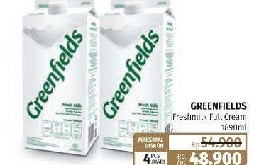Promo Harga GREENFIELDS Fresh Milk Full Cream 1890 ml - Lotte Grosir