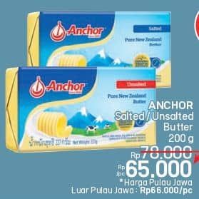 Promo Harga Anchor Butter Salted, Unsalted 200 gr - LotteMart