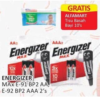 Promo Harga ENERGIZER Battery Alkaline Max AA E91, AAA E92 2 pcs - Alfamart