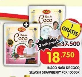 Promo Harga INACO Nata De Coco, Selasih Strawberry Pack 1000gr  - Superindo