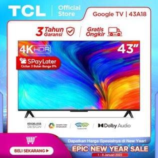 Promo Harga TCL 43A18 43 inch Google TV 4K UHD Dolby Audio  - Shopee
