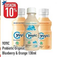 Promo Harga Yoyic Probiotic Fermented Milk Drink Original, Blueberry, Orange 130 ml - Hypermart