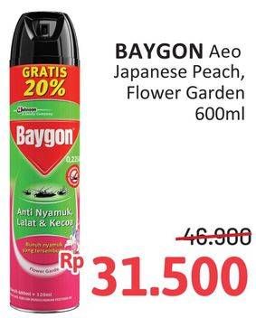 Promo Harga Baygon Insektisida Spray Japanese Peach, Flower Garden 600 ml - Alfamidi
