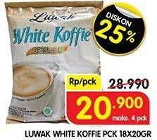 Promo Harga Luwak White Koffie Original per 18 sachet 20 gr - Superindo