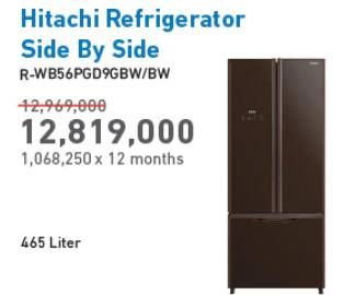 Promo Harga HITACHI Refrigerator Side By Side R-WB56PGD9GBW 465 ltr - Electronic City