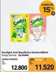 Promo Harga Sunlight Pencuci Piring Anti Bau With Daun Mint, Extra Lembut 650 ml - Carrefour