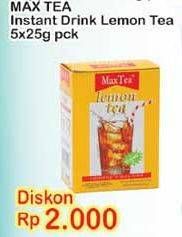 Promo Harga Max Tea Minuman Teh Bubuk Lemon Tea per 5 sachet 25 gr - Indomaret