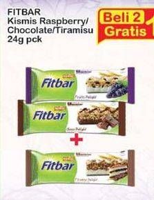 Promo Harga FITBAR Makanan Ringan Sehat Chocolate, Tiramisu, Kismis Raspberry per 2 pcs 24 gr - Indomaret
