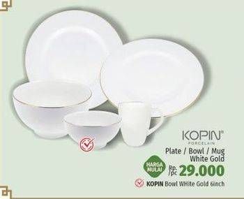 Promo Harga KOPIN Plate/Bowl/Mug White Gold  - LotteMart