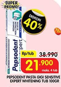 Promo Harga Pepsodent Pasta Gigi Sensitive Expert Whitening 100 gr - Superindo