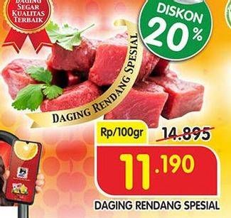 Promo Harga Daging Rendang Sapi Spesial per 100 gr - Superindo