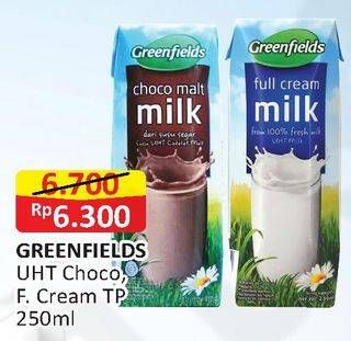 Promo Harga GREENFIELDS UHT Choco Malt, Full Cream 250 ml - Alfamart