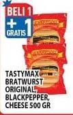 Promo Harga TASTYMAX Bratwurst Blackpapper, Chesee, Original per 6 pcs 500 gr - Hypermart