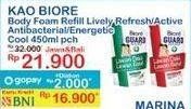 Promo Harga Biore Guard Body Foam Lively Refresh, Active Antibacterial, Energetic Cool 450 ml - Indomaret