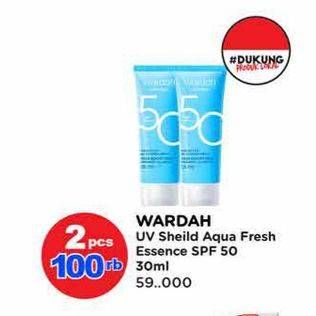 Promo Harga Wardah UV Shield Aqua Fresh Essence SPF 50 PA++++ 30 ml - Watsons