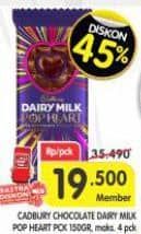 Promo Harga Cadbury Dairy Milk Pop Heart 150 gr - Superindo