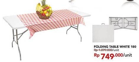 Promo Harga Folding Table White 180  - Carrefour