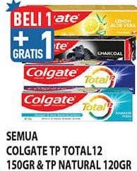 Promo Harga COLGATE Toothpaste Total 12 150 g/ Toothpaste Natural 120 g  - Hypermart
