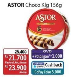 Promo Harga Astor Wafer Roll Chocolate 156 gr - Alfamidi