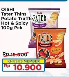 Promo Harga Oishi Tater Thins Truffle, Hot Spicy 100 gr - Indomaret