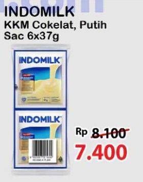 Promo Harga Indomilk Susu Kental Manis Plain, Cokelat per 6 sachet 37 gr - Alfamart