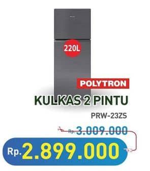 Promo Harga Polytron Kulkas 2 Pintu Belleza Jumbo 220 Liter PRW 23ZS  - Hypermart