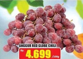 Promo Harga Anggur Red Globe Chile per 100 gr - Hari Hari