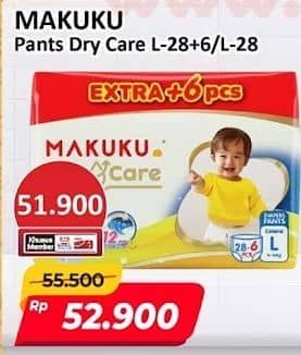 Promo Harga Makuku Dry & Care Celana L28+6, L28 28 pcs - Alfamart