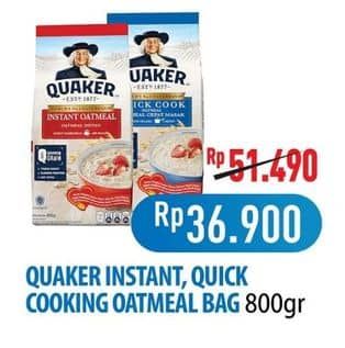 Promo Harga Quaker Oatmeal Instant, Quick Cooking 800 gr - Hypermart