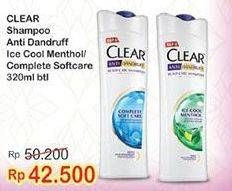 Promo Harga CLEAR Shampoo Complete Soft Care, Ice Cool Menthol 320 ml - Indomaret