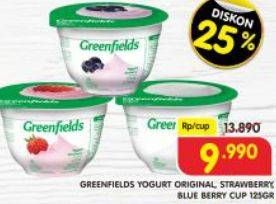 Promo Harga GREENFIELDS Yogurt Original, Strawberry, Blueberry