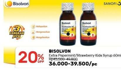 Promo Harga BISOLVON Sirup Untuk Anak Peppermint, Strawberry 60 ml - Guardian