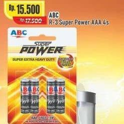 Promo Harga ABC Battery Super Power R03/AAA 4 pcs - Alfamart