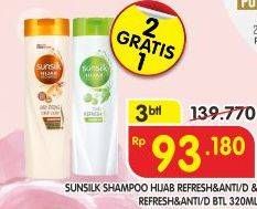 Promo Harga SUNSILK Hijab Shampoo Refresh Anti Dandruff, Refresh Volume per 3 botol 320 ml - Superindo