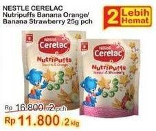 Promo Harga Nestle Cerelac Nutripuffs Banana Orange, Banana Strawberry 25 gr - Indomaret