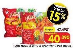 Promo Harga HATO Nugget Dino, Spicy Wing 500 gr - Superindo