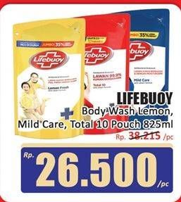 Promo Harga Lifebuoy Body Wash Lemon Fresh, Mild Care, Total 10 850 ml - Hari Hari