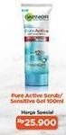 Promo Harga GARNIER Pure Active Anti Acne White Scrub/Sensitive Cleansing Gel 100ml  - Indomaret