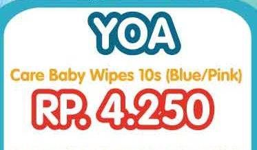 Promo Harga YOA Baby Wipes Blue, Pink 10 pcs - Yogya