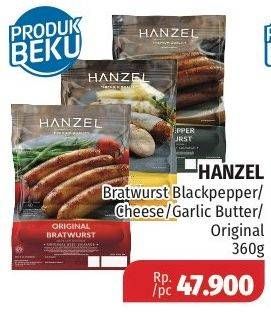 Promo Harga HANZEL Bratwurst Blackpepper, Cheese, Garlic Butter, Original 360 gr - Lotte Grosir