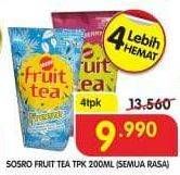 Promo Harga SOSRO Fruit Tea All Variants per 4 pouch 200 ml - Superindo