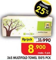 Promo Harga 365 Multifold Towel 150 sheet - Superindo