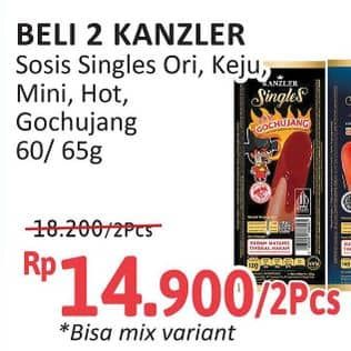 Promo Harga Kanzler Sosis Single Original, Keju, Mini, Hot, Gochujang 60 gr - Alfamidi