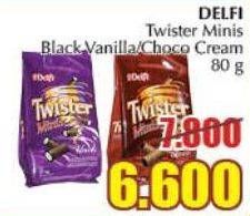 Promo Harga DELFI TWISTER Minis Black Vanilla, Choco 80 gr - Giant