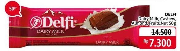Promo Harga DELFI Chocolate Dairy Milk, Cashew, Almond, Fruit Nut 50 gr - Alfamidi