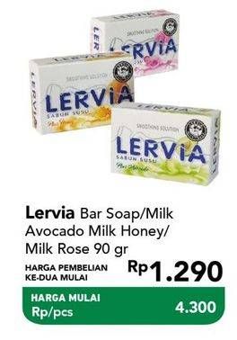 Promo Harga LERVIA Bar Soap Avocado, Honey, Milk, Rose 90 gr - Carrefour