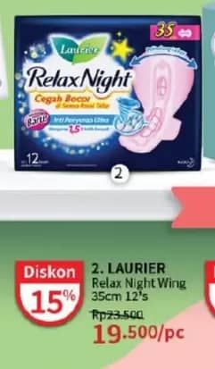 Promo Harga Laurier Relax Night 35cm 12 pcs - Guardian