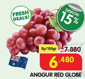 Promo Harga Anggur Red Globe per 100 gr - Superindo