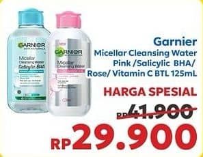 Promo Harga Garnier Micellar Water Pink, Salicylic BHA, Rose, Vitamin C 125 ml - Indomaret