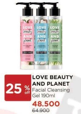 Promo Harga LOVE BEAUTY AND PLANET Face Cleansing Gel 125 ml - Watsons